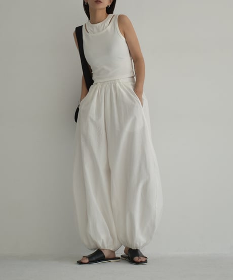tops-02496　Layered Design Tank Top White Black