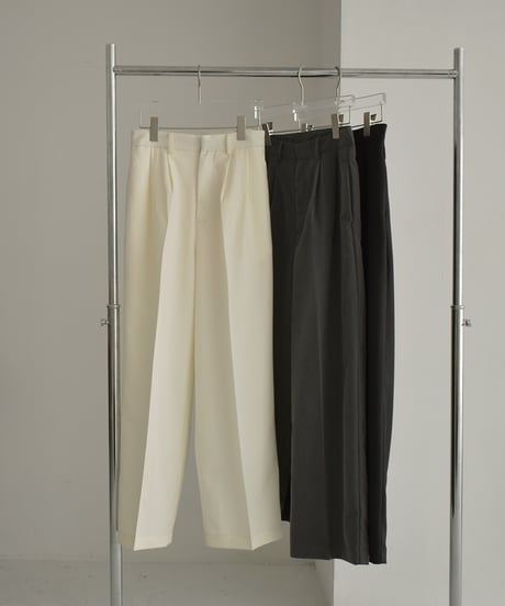 bottoms-12010　Tucked Wide Pants Ecru Gray Black