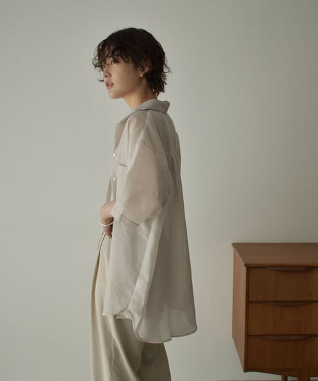 tops-04127 MADE IN JAPAN SHEER OPEN COLLAR SHIRT