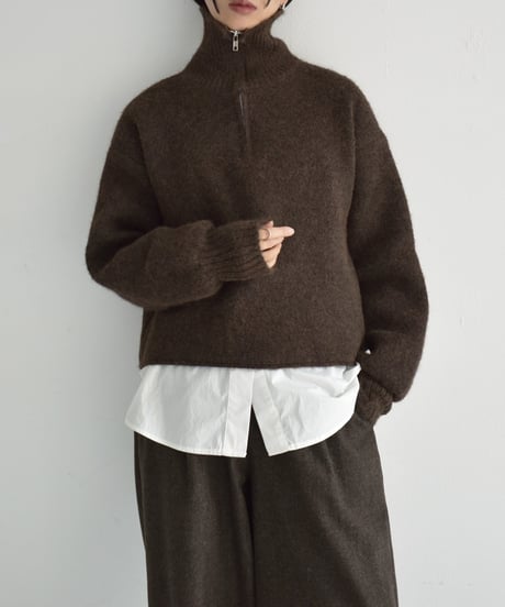 knit-02312　Half Zip Knit Pruber Gray Brown Black