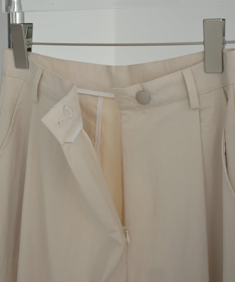 bottoms-02265    Wrap waist tuck wide pants Ecru Khaki-gray Black