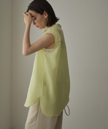 tops-04126 MADE IN JAPAN SHEER SLEEVELESS SHIRT