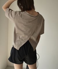 swim-04001　Made in Japan Short Sleeve Back Slit Rash Guard Beige