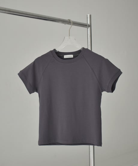 tops-02489　Raglan Sleeve T-shirt White Charcoal Black