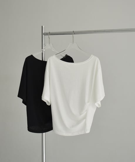 tops-02552　Waist Tuck Tee　White Black