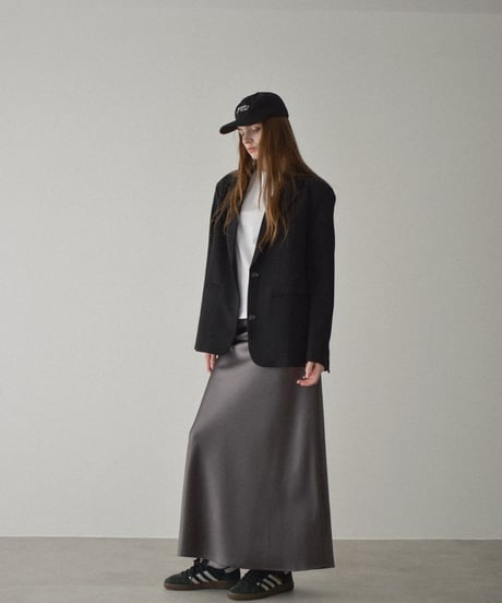 bottoms-02287　Satin Flare Skirt　Brown Gray Black