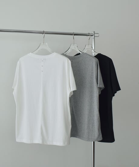 nh-tops-02611 Back Stitch T-Shirt White Gray Black