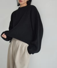 knit-02308　Volume Sleeve Knit Pullover Off-White Light-Gray Dark-Gray  Navy Black