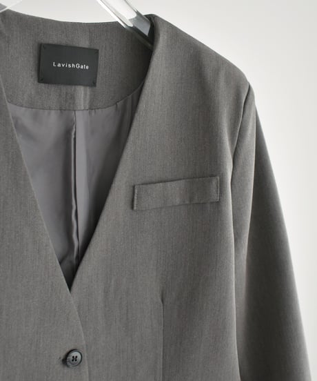 jacket-02027 No-collar Jacket  Gray Brown