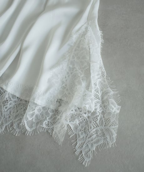 nh-bottoms-02324 Satin Lace Skirt  White Black