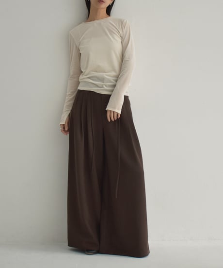 bottoms-02246　3 Tucks Wide Pants Gray Brown Black