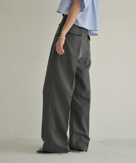 bottoms-12010　Tucked Wide Pants Ecru Gray Black