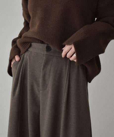 bottoms-02304  Flannel Tuck Wide Pants  Gray Brown Black