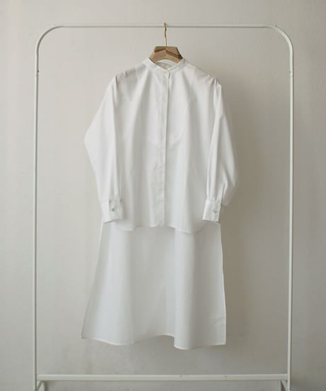 tops-04068　MADE IN JAPAN STEPPED HEM BIB COLLAR SHIRT