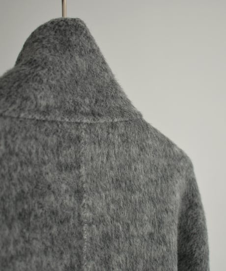 coat-02059  Stand Collar Wool Coat With Reversible Finish　Gray Dark-gray