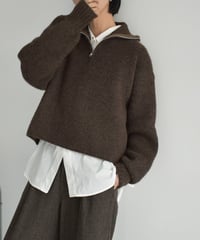 knit-02312　Half Zip Knit Pruber Gray Brown Black