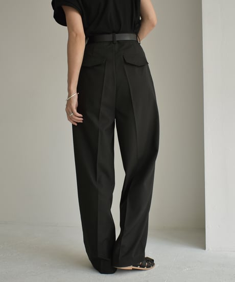 bottoms-12010　Tucked Wide Pants Ecru Gray Black
