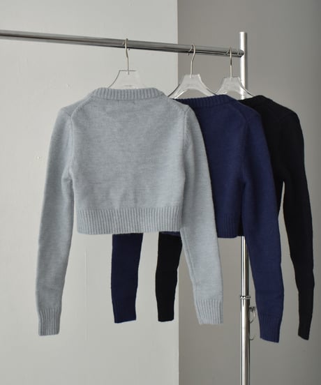 knit-02281　Short Cardigan Gray Navy Black