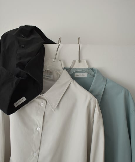 tops-02582 Regular Collar Cotton Shirt Greige, Blue-Green, Black
