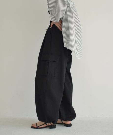 bottoms-02228　Parachute Cargo Pants　White　Black