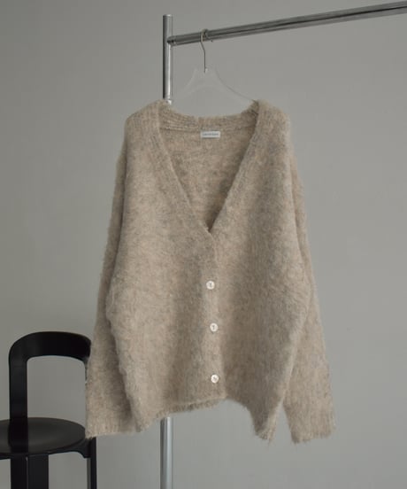 knit-02303　Hairy Shaggy Knit Cardigan Ecru