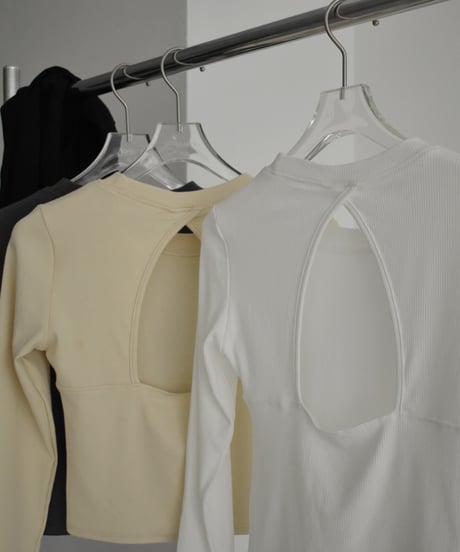 tops-02463　Back Open Fit Top　White　Ivory　Charcoal　Black