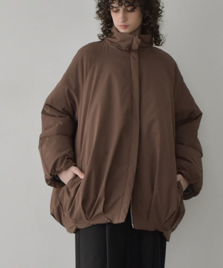 outer-02094  Balloon Midi Down Coat  Brown Black