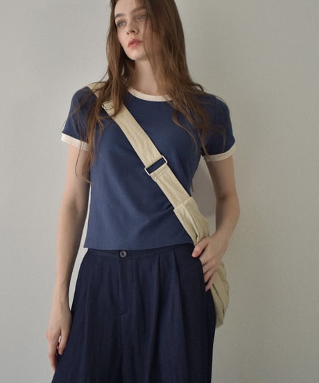 nh-tops-02563  Compact Ringer T  Brown Navy Black