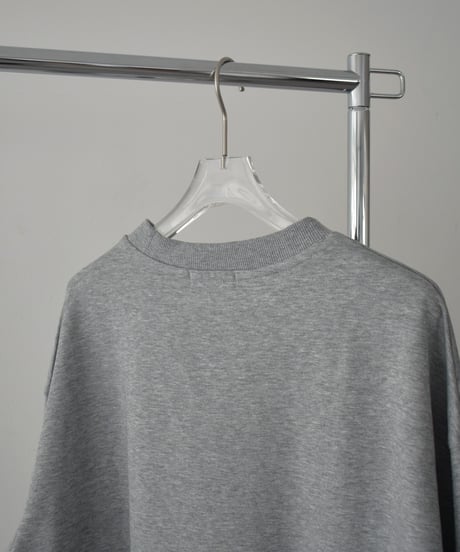 【UNISEX】tops-02591 Cutoff Design Sweat Pullover Oatmeal Light Gray Dark Gray