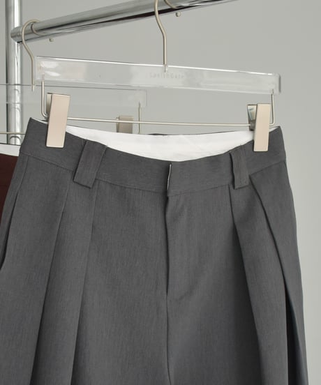 bottoms-02251　Intuck Wide Pants Brown Gray
