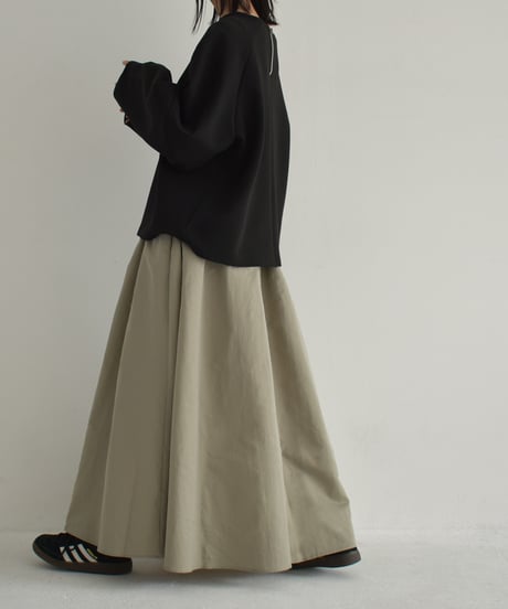 bottoms-02226　Nylon Gathered Volume Skirt　Greige　Gray　Black