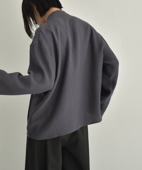 tops-02520 Asymmetrical Bowtie Blouse  Ecru Charcoal