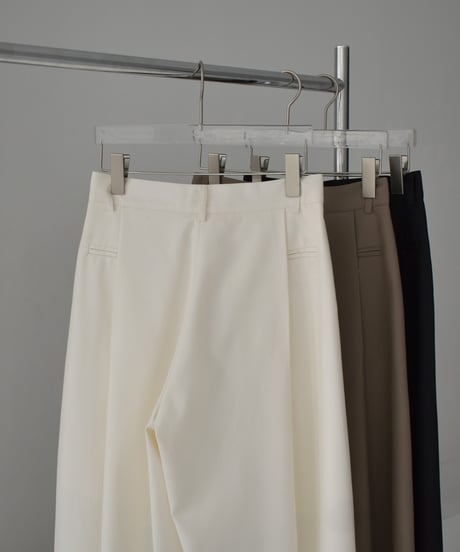 bottoms-02266　Tuck Wide Pants  Ecru Mochabeige Black
