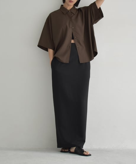 tops-02549　Half Sleeve Overshirt　Beige White Brown