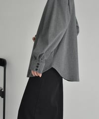 tops-02528　Cuff Sleeve Long T-shirt Gray