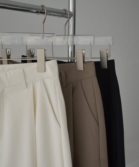 bottoms-02266　Tuck Wide Pants  Ecru Mochabeige Black