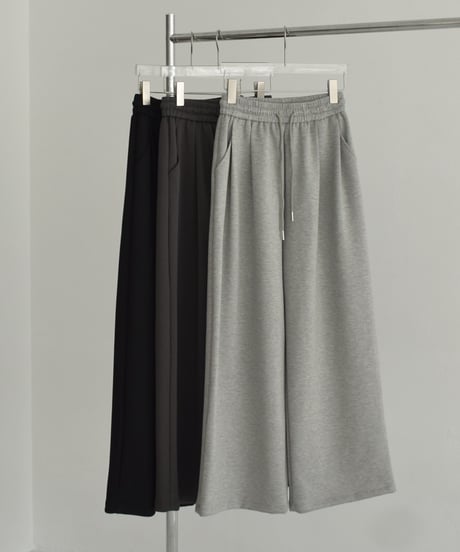 bottoms-02275　Waist Tuck Relaxed Wide Pants　Gray Charcoal Black