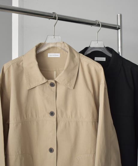 outer-02086　Stained Color Short Coat Beige Black