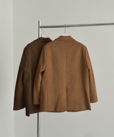 Jacket-02021 Faux Suede Tailored Jacket 　Camel　 Brown