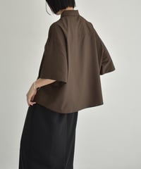 tops-02549　Half Sleeve Overshirt　Beige White Brown