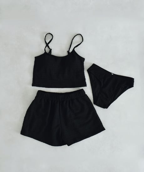 swim-02472 3-piece set Pocopoko swimsuit Black