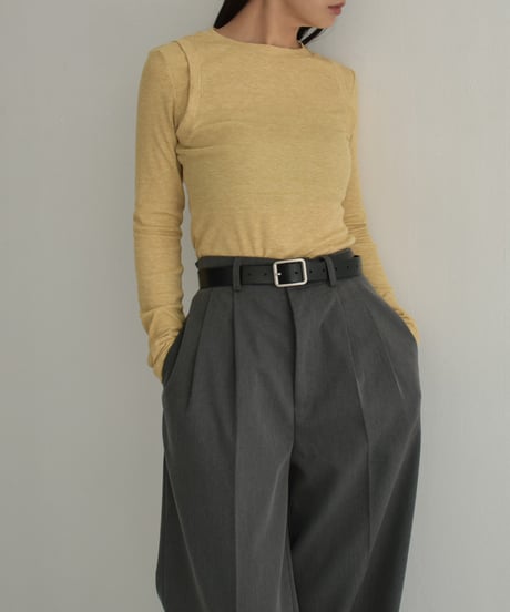 tops-02510　Layered Like Tops Mustard Gray