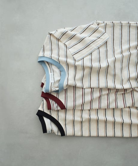 nh-tops-02602 Multi-Stripe T-Shirt Blue Burgundy Black