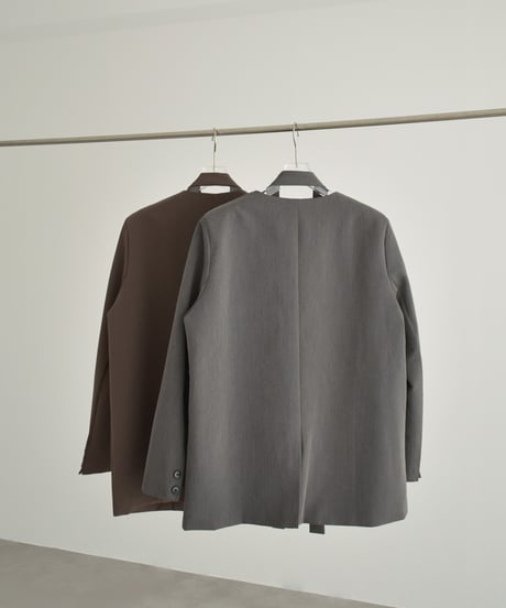 jacket-02027 No-collar Jacket  Gray Brown