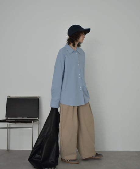 bottoms-02313 Tuck Wide Cocoon Pants Off-White Beige Black