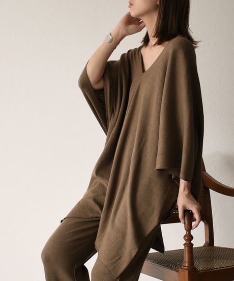 tops-04040　 MADE IN JAPAN COTTON LINEN RIB CAFTAN