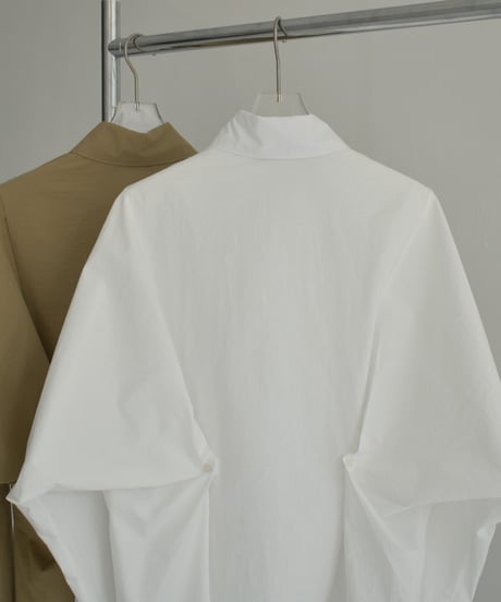 tops-02529  Back Button Design Shirt  White   Beige