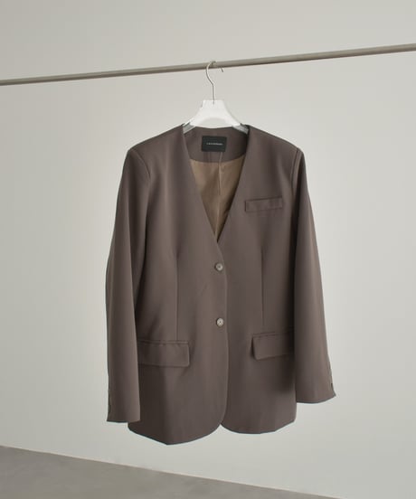 jacket-02027 No-collar Jacket  Gray Brown