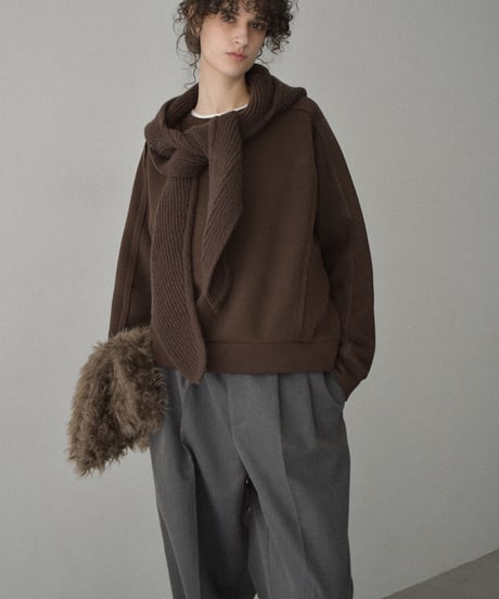 tops-02577 Raglan Sleeve Sweatshirt Top Ecru Brown Gray