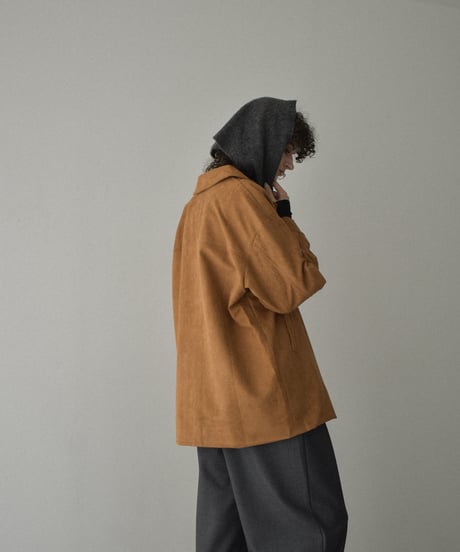 jacket-02024 Faux Suede Mid-Length Outer  Camel Brown